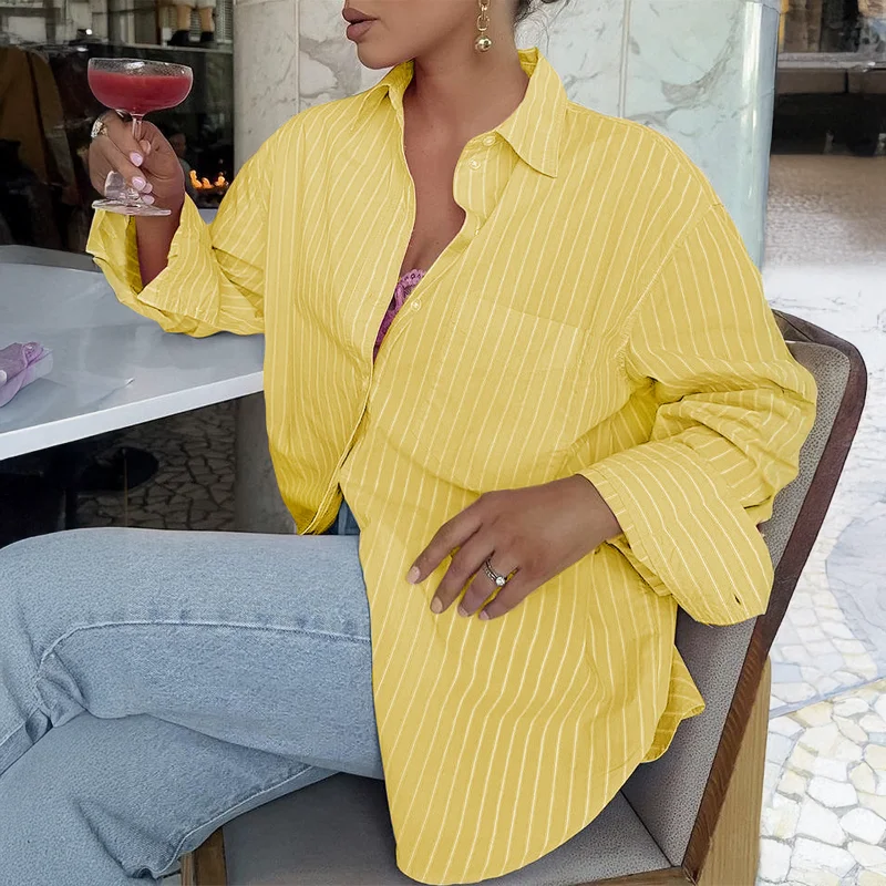 Casual Vacation Vielseitiger Langarm-Mantel Tops Shirt Damen Herbst