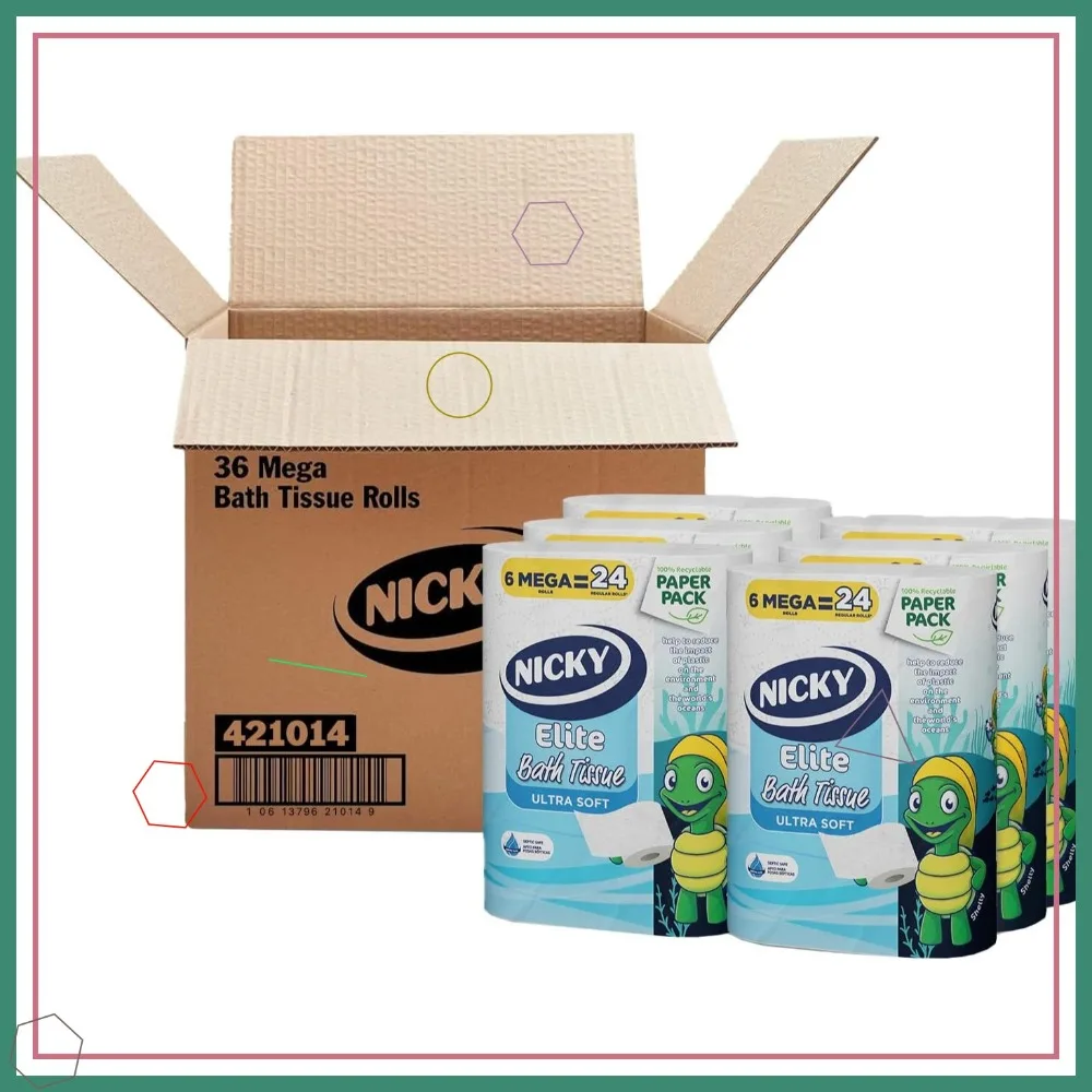 

36 ультрамягких рулонов туалетной бумаги Mega, перерабатываемая упаковка, эквивалент 144 обычным рулонам
