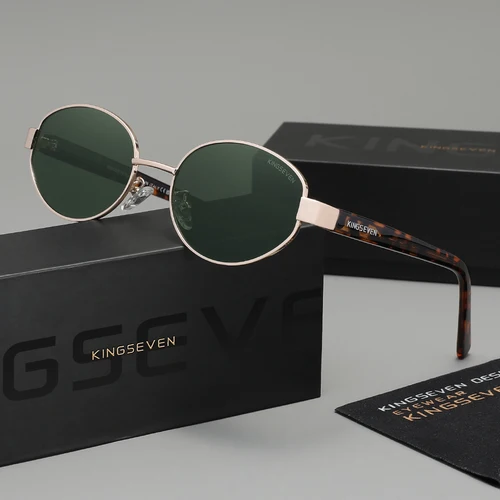 Imagen 2 del producto KINGSEVEN, gafas de sol originales Retro de lujo para mujeres y hombres, gafas polarizadas UV400 ovaladas antideslumbrantes, gafas de moda para conducir, gafas informales