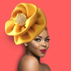 Big Flower Turban Bonnet Fashion Women's Head Wraps African Auto Gele Headties Muslim Headscarf Caps