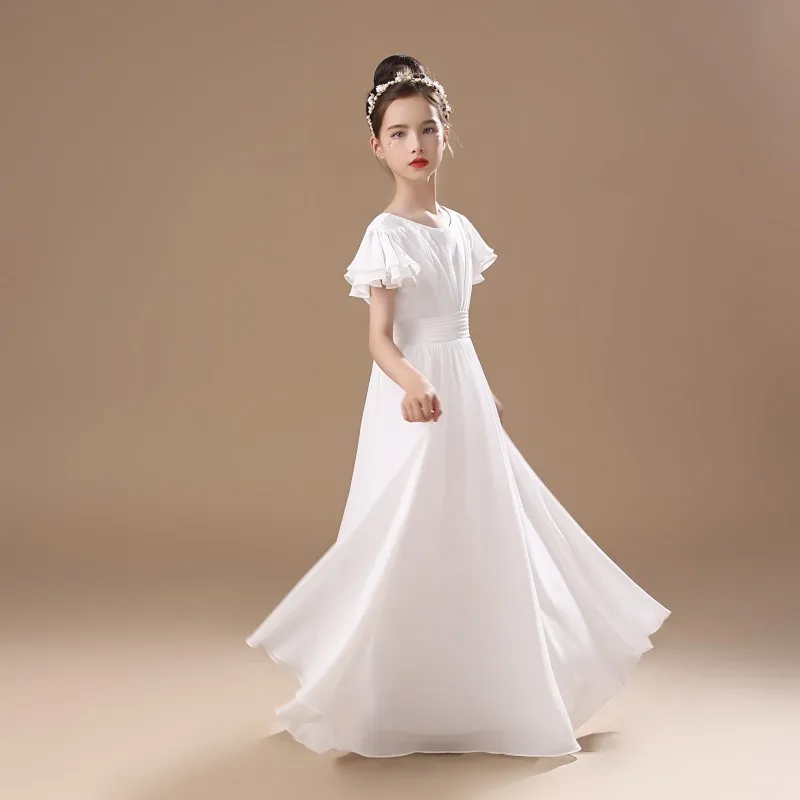 YZYmanualroom Real Pictures Chiffon Flower Girl Dress For Wedding Party First Communion 2023 Little Bride Gown Junior Bridesmaid