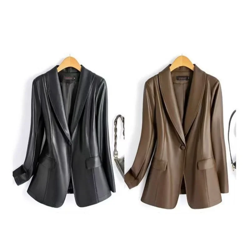 Giacche Advanced Sense da donna Abito in pelle con vita di alta qualità Cappotto corto in pelle di pecora sottile stile straniero sottile