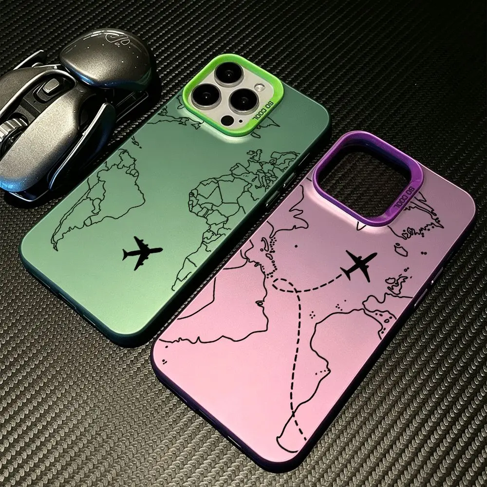 Flight Route Phone Case for Samsung Galaxy S26 S25 Edge S24 S23 S22 S21 FE S20 Ultra Plus 5G Colorful Silver Hard Cover