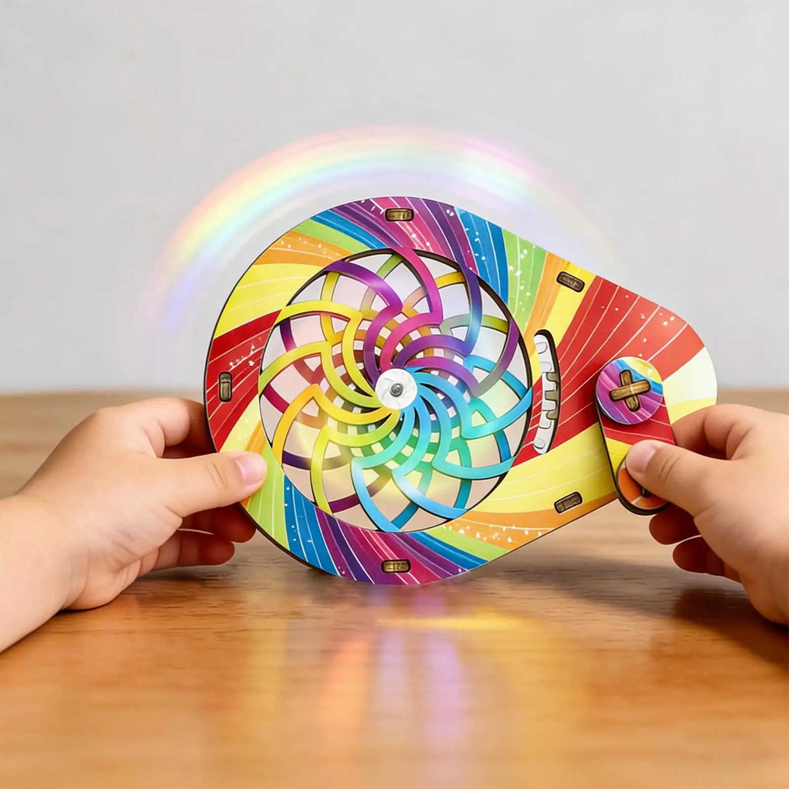 Rotating Optics Toy Mechanical Educational Interactive Wooden Optics Toy Building Model For Boys Girls Kids Adults Teen Family