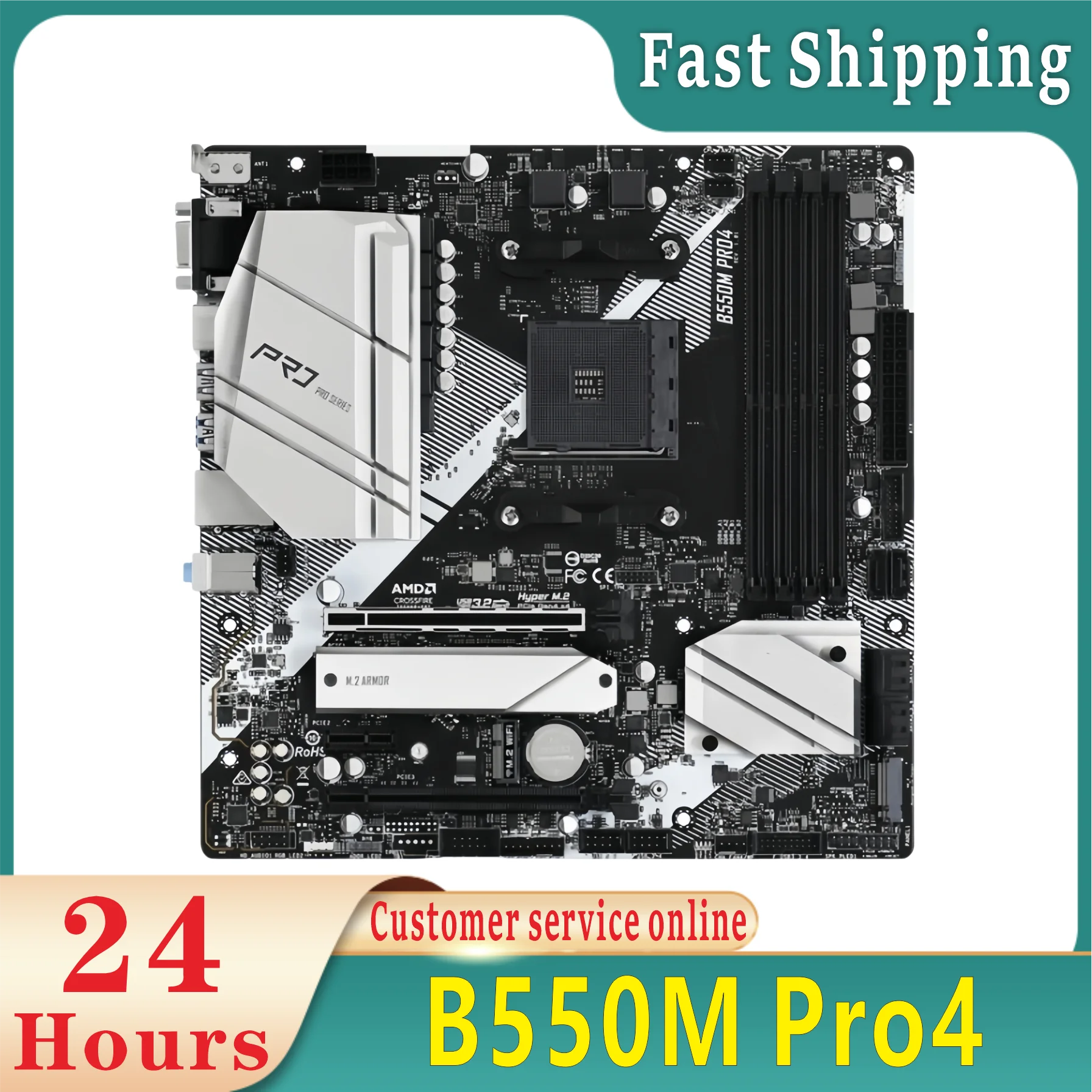 B550M Pro4 Motherboard Socket AM4 AMD B550 support Ryzen 5 5600 4500 3200G 3600 5700X cpu DDR4 128GB NVMe SSD Micro ATX