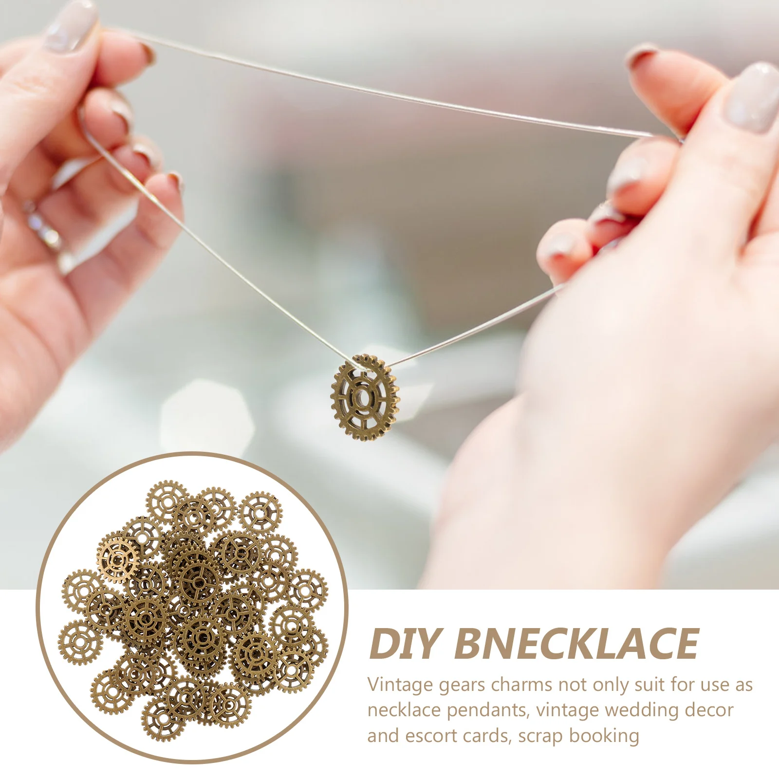 

50Pcs Round Alloy Gear Charms Vintage Steampunk Jewelry Making Accessories Pendant DIY Crafts Embellishments Necklaces