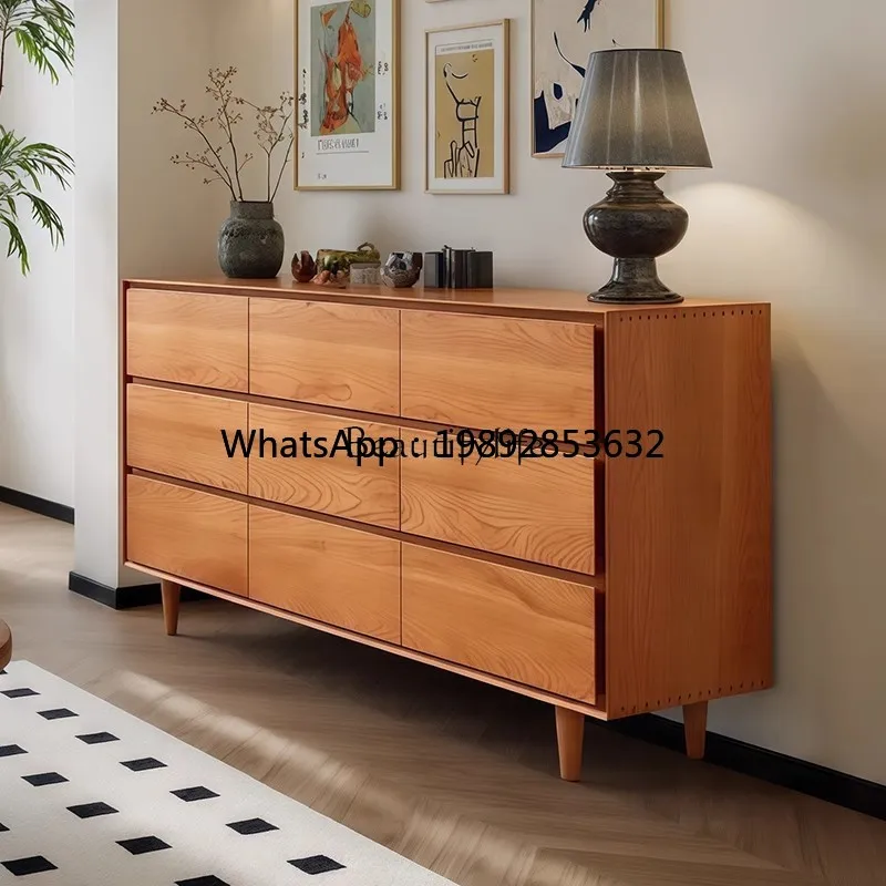 

FF Log wind solid wood bedroom household bedside cabinet living room storage drawer cabinet