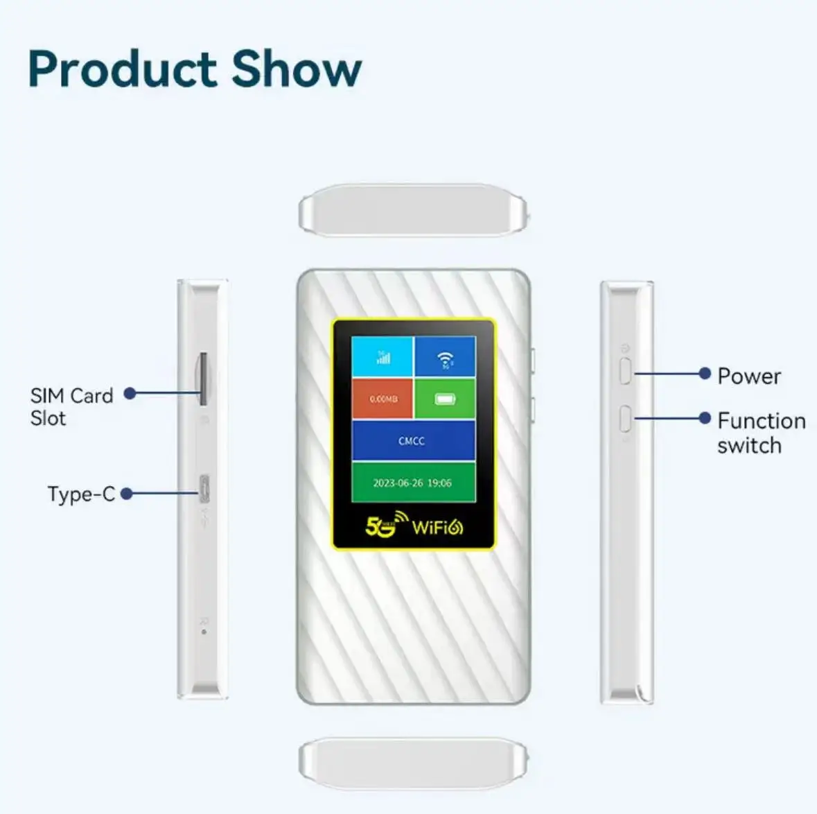 B-M 5G Mobile WIFI Router Portable Wifi Hotspot 2.4G 5G+Wifi 6 Fast Charge 5000 Mah Wireless Wifi Router Support 16 Users