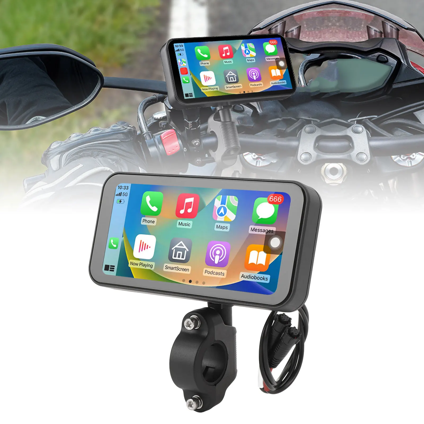 

6,25-дюймовый мотоциклетный беспроводной сенсорный экран для Carplay для Android Auto, водостойкая портативная мотоциклетная GPS-навигационная система