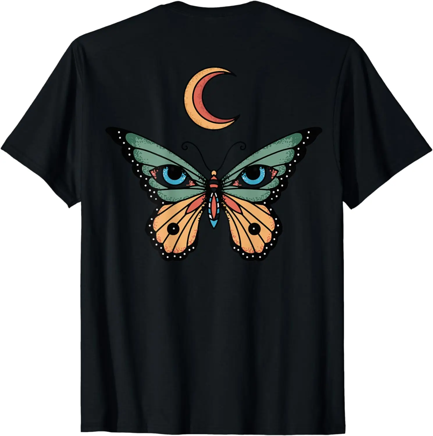 2024 Summer Vintage Butterfly Wings Eye Luna Moth Pagan - Back Art T-shirt