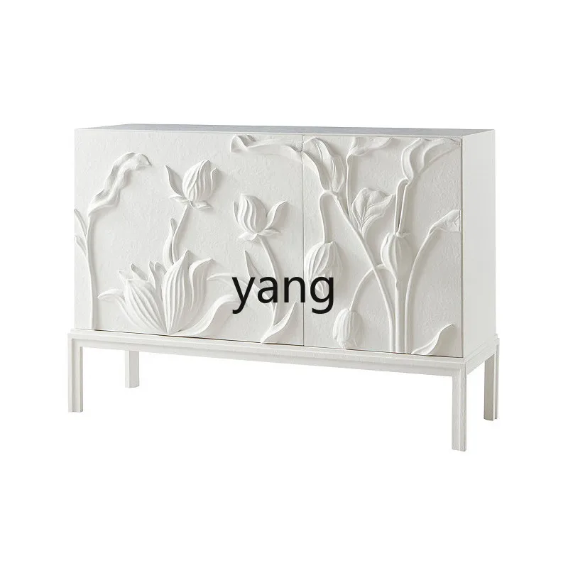 

XYY light luxury entrance cabinet French solid wood carving flower and dining side cabinet white locker