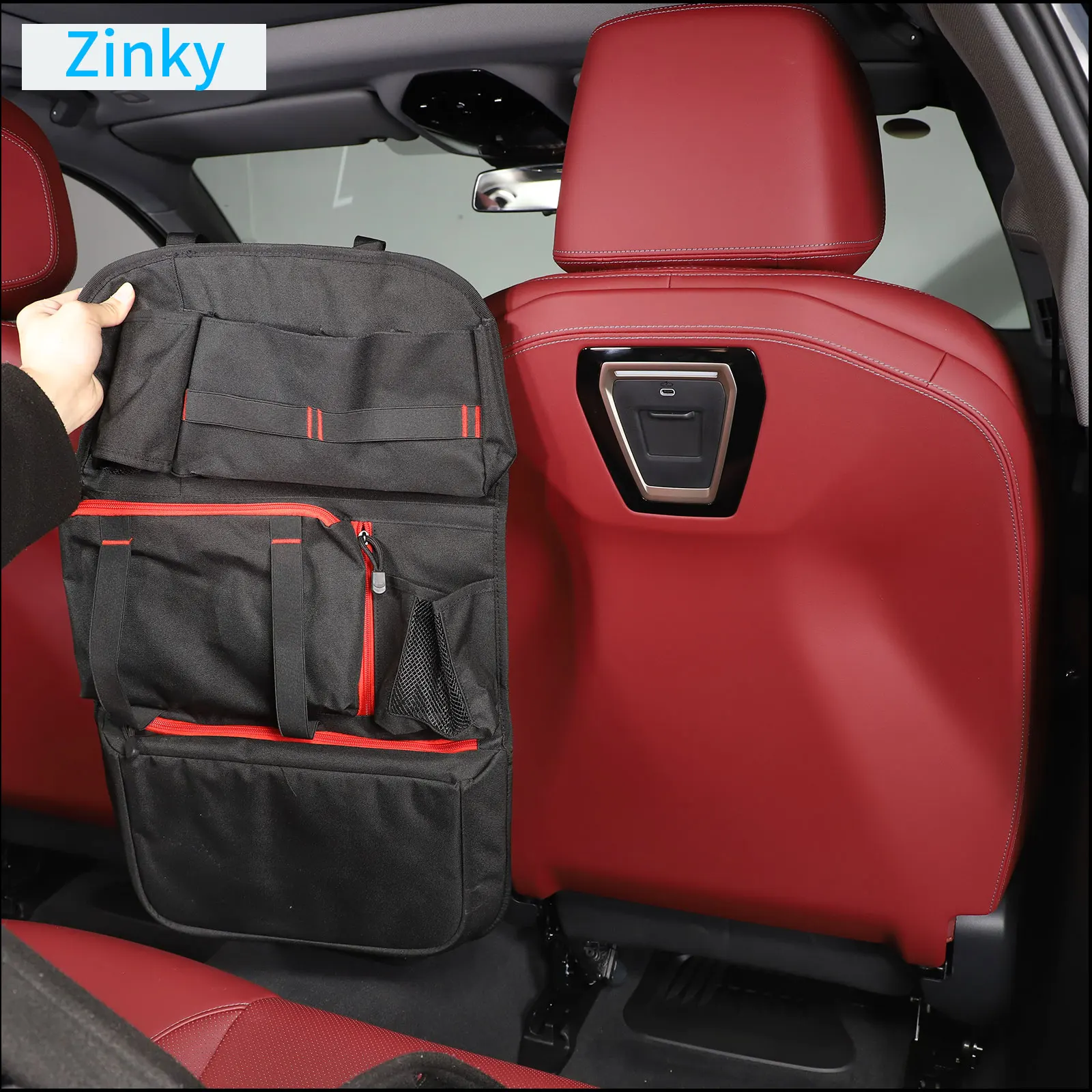 

Zinky Car Organizer Seat Back Storage Bag Multifunction Hanging Bag Stowing Tidying Pocket for BMW 5 Series G60 2024 + Accessory