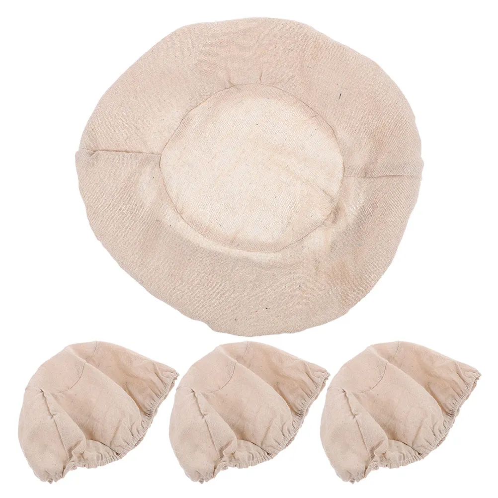 

4 pcs Fermentation Basket Cloth Bread Proofing Bowl Rising Baskets Sourdough Jar Cover Cotton Linen Material 23cm Round Size