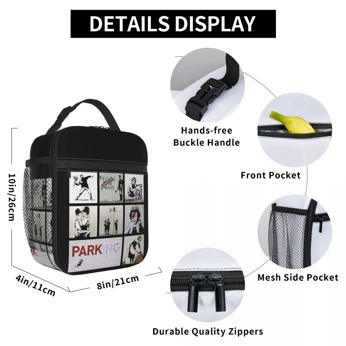 Banksy Montage 01 Various Banksy Artwork Insulated Lunch Bag for Women Office Cooler Thermal Food Box Tote Lunch Boxes Container