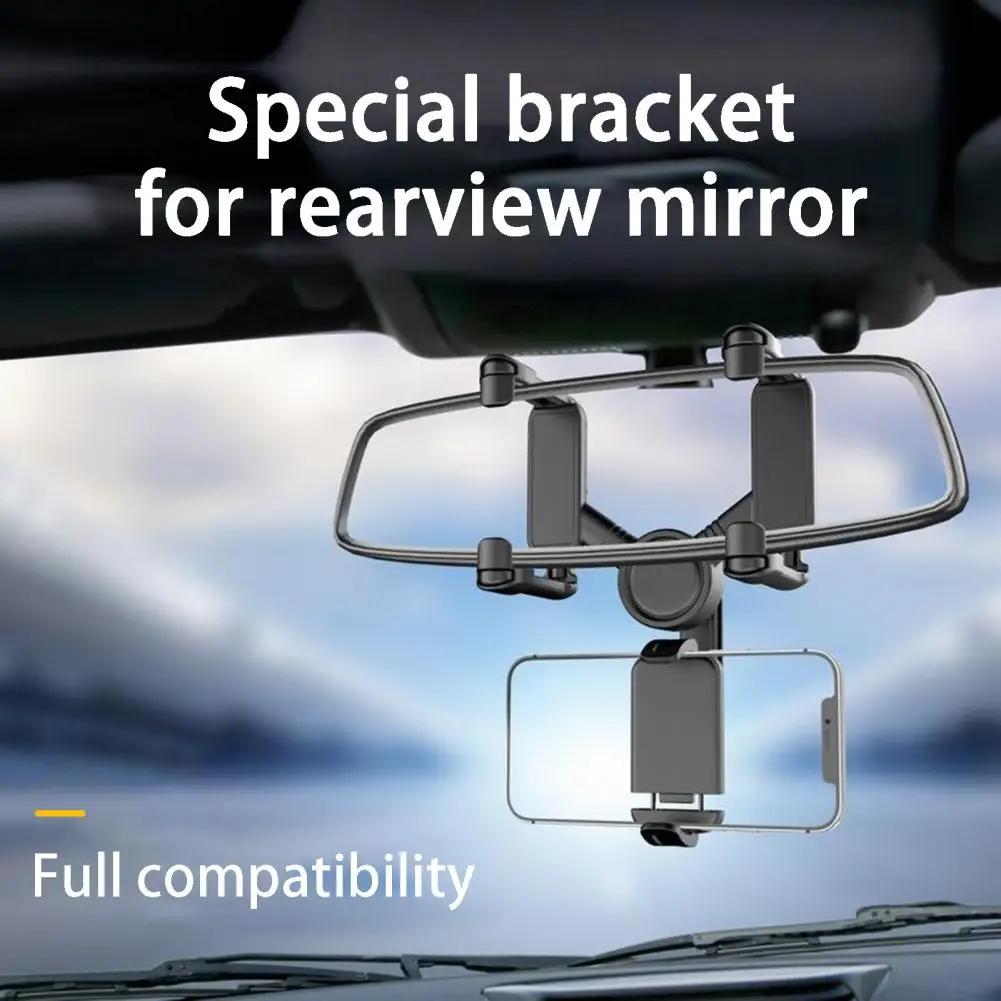 Soft Pad Rearview Mirror Video Photo Shooting Car Phone Holder Flexible Car Phone Mount Multi-angle Adjustable for Driving