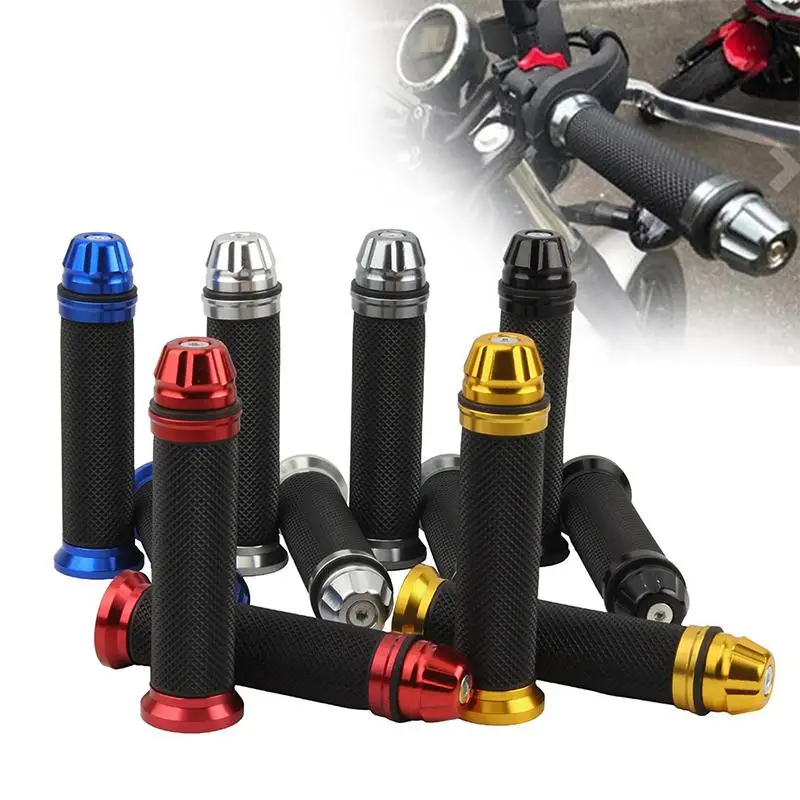1 Pair Motorcycle Grips Hand Rubber Anti-Slip Cycling Scooter Handlebar Grips Modified 22-24mm Universal Rubber Handle Bar Grips