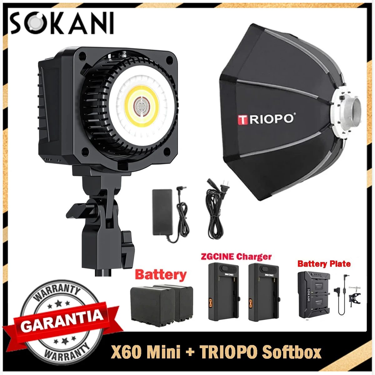 Sokani X60 Mini 60W Bi-Color RGB LED Video Light APP Control Bowens Mount Lighting For Video Recording Outdoor Shooting