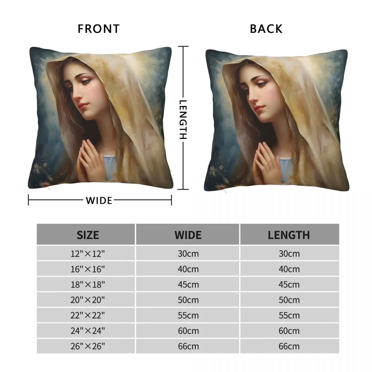 Virgin Mary Holy Mary Square Pillowcase Polyester Linen Velvet Creative Zip Decor Pillow Case Car Cushion Cover