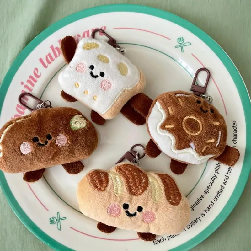 Leuke Cartoon Donut Brood Pluche Decoratie Hanger Sleutelhanger Kawaii Gesimuleerde Voedsel Gevulde Pop Rugzak Hanger Accessoires Geschenken