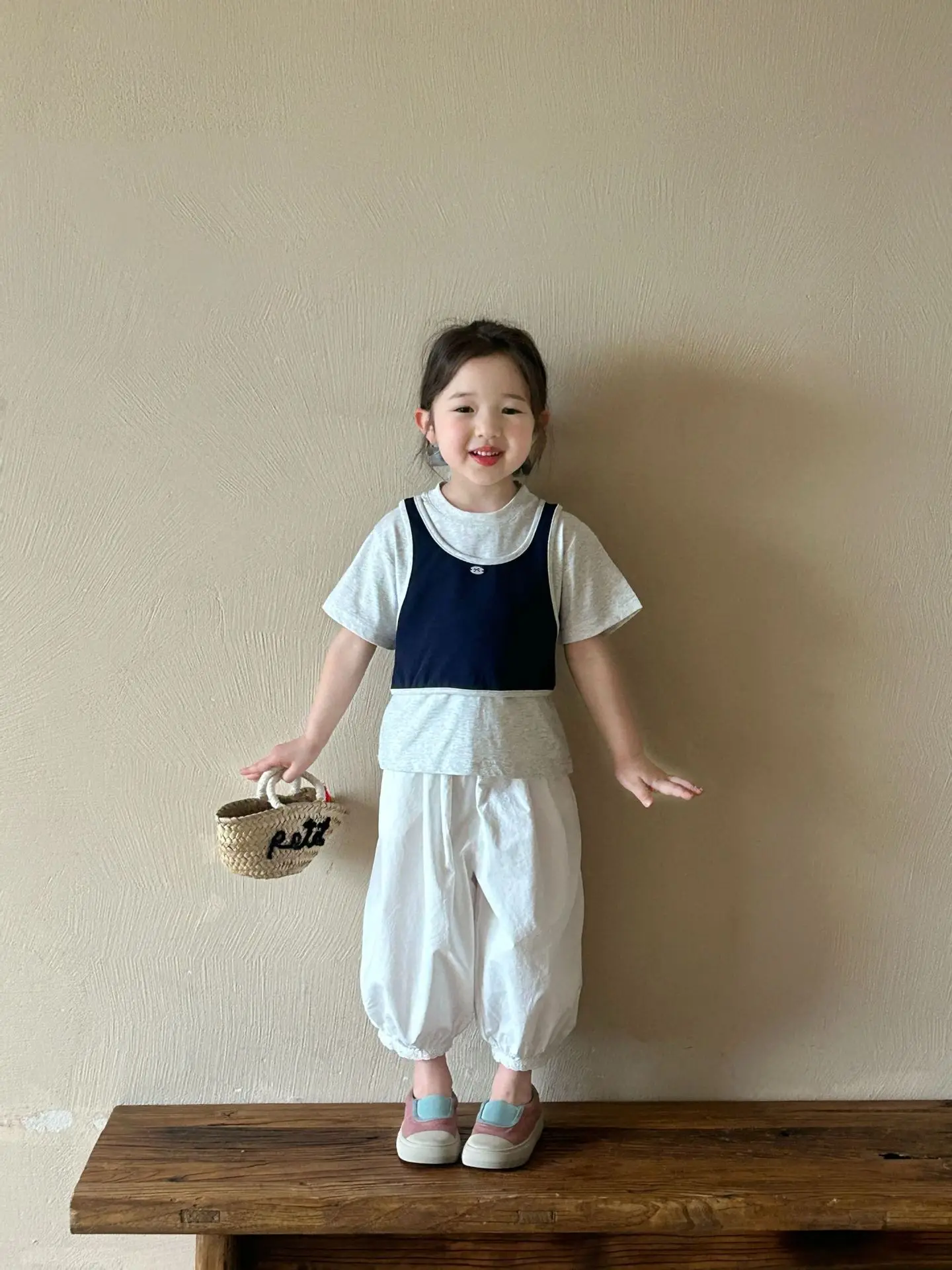 ملابس أطفال صيفية جديدة لعام 2025 سترة بناتي كورية بأكمام قصيرة تي شيرت مكون من قطعتين طقم صيفي #5