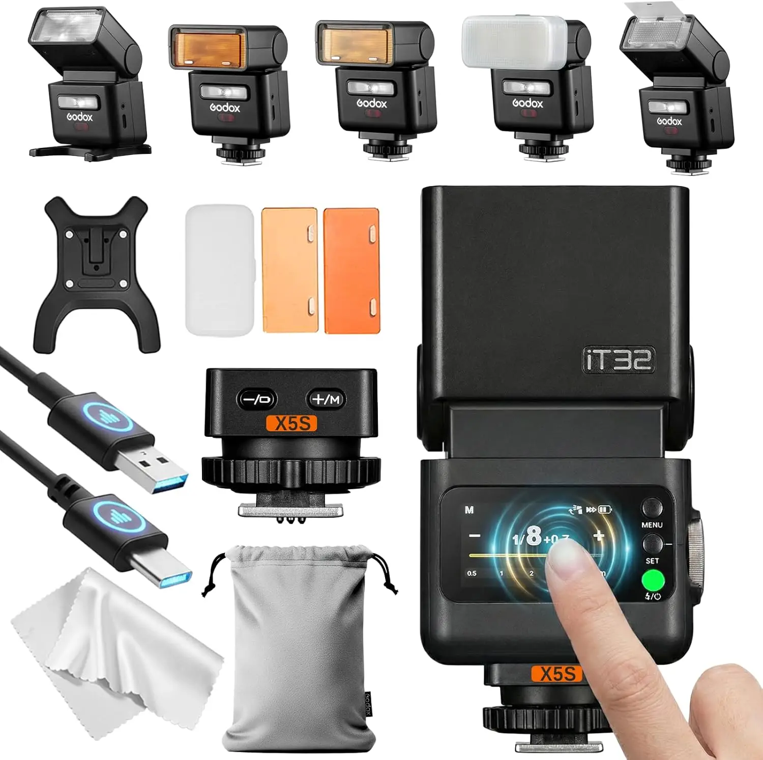 TTL Camera Flash with Magnetic Hotshoe, Colorful Touch Screen, Rotatable Head for Sony Cameras