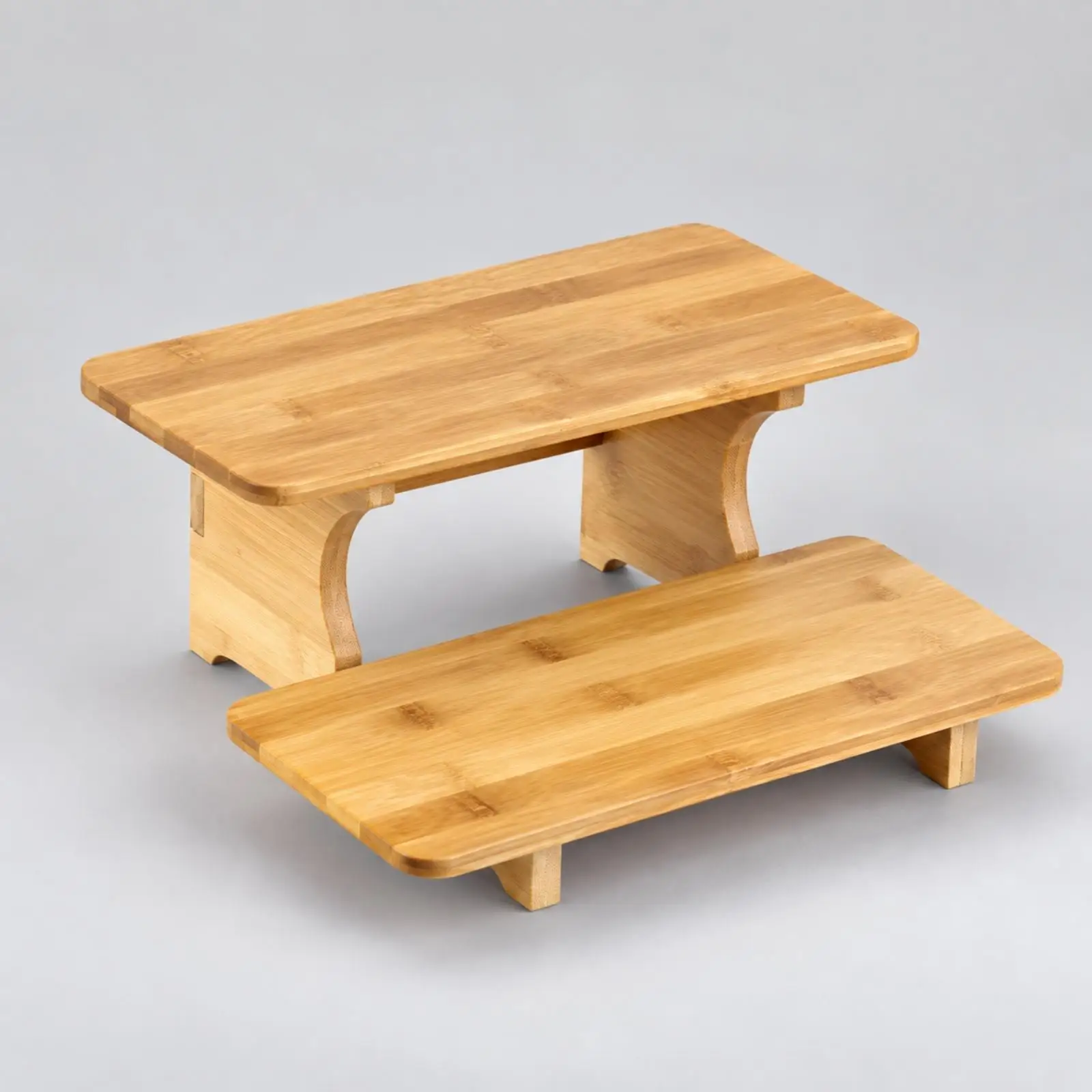 Elevated Bamboo Cake Display Tray with Wood Finish for Dessert Table Party Snack Serving Stand