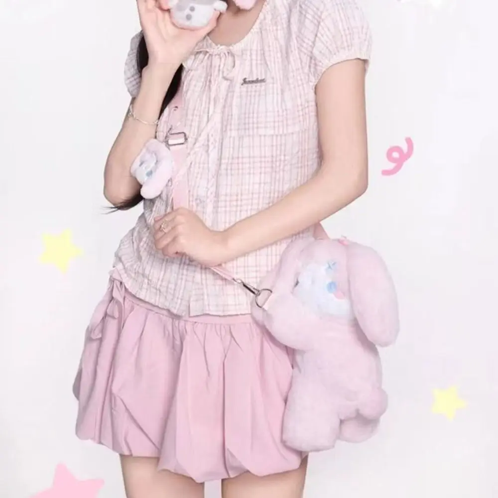

Creative Rabbit Cute Cat Crossbody Bag Kitten Plush Children Backpack Bunny Doll Animal Shoulder Bag Girls