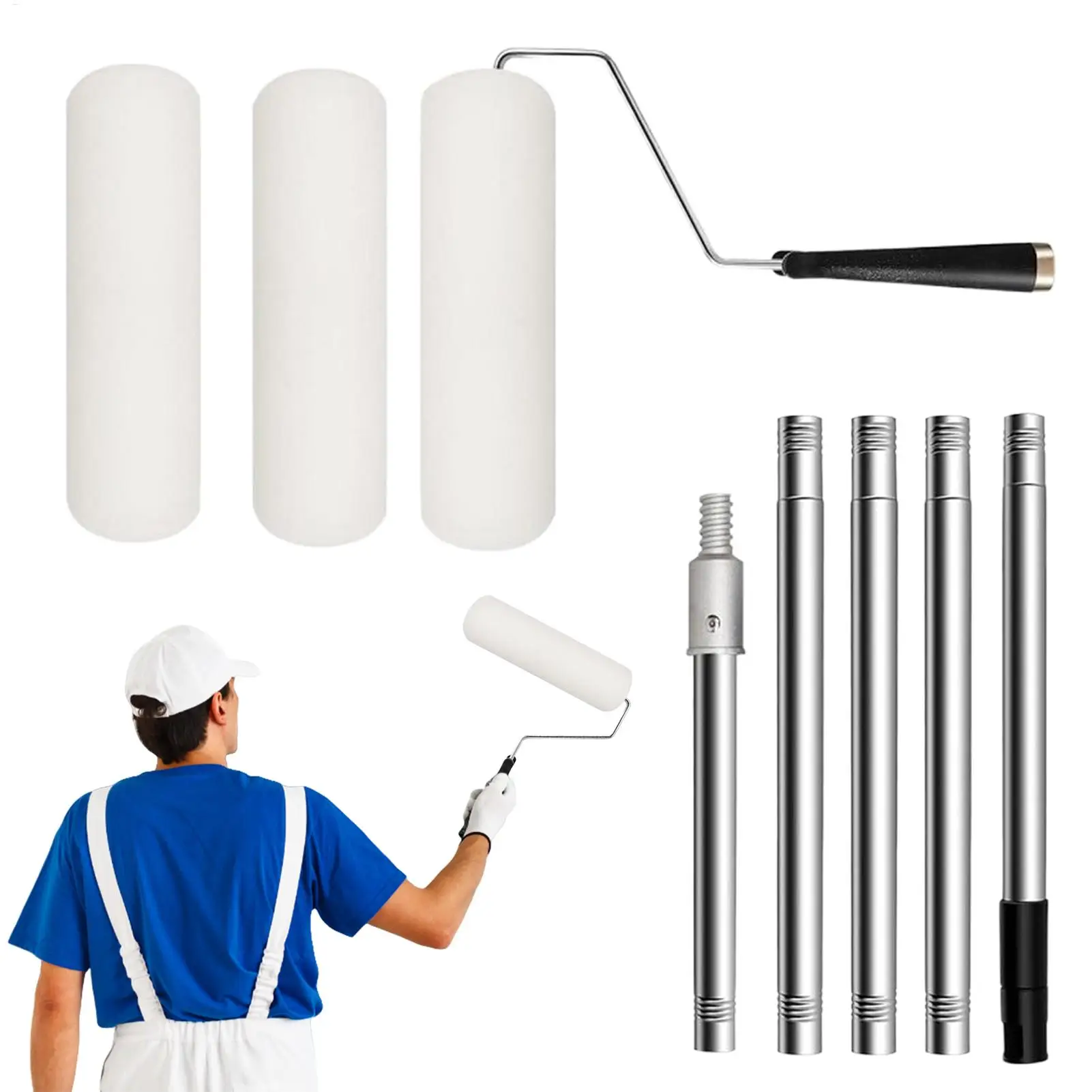 

Валик для рисования, набор для рисования стен, длинный валик, набор инструментов для кистей со сменными крышками для латексных масляных пятен, бытовой шкаф