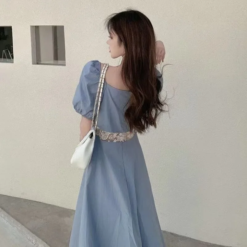 Abito da fata in Chiffon estivo donna manica a sbuffo in cotone vita sottile scava fuori abito a maniche corte abito carino dolce retrò francese
