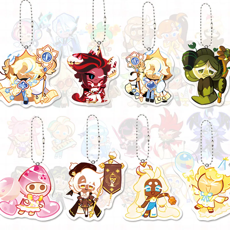 Cookie Run: Kingdom‌ Keychain Cartoon Forester Coffee Kawaii Student Figure Handbag Accessories Milk Snow Cone Decorate Pendant