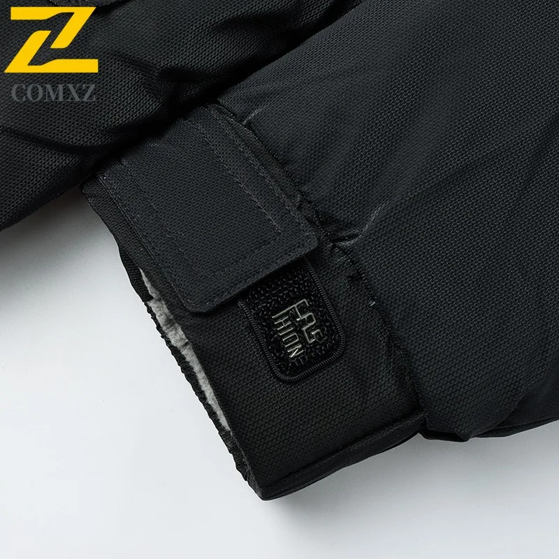 COMXZ Men Down Jacket High Quality Hooded Outdoor Adventure Multi Function Warm Parka Solid Color Travel Lightweight Winter Coat
