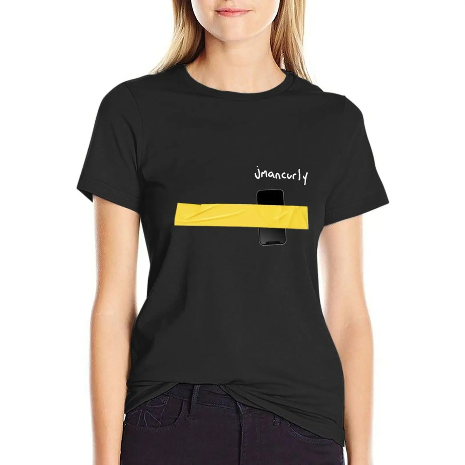 Jmancurly Yellow Tap Phone Jmancurly Merch T-Shirt summer tops lady clothes blacks Top Women