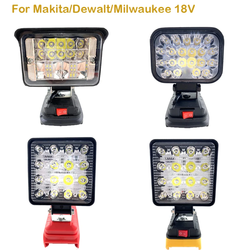 3/4 inch Work lights emergency floodlight LED light for hand-held flashlight For Makita/Newalt/Milwaukee 18V lithium-ion battery