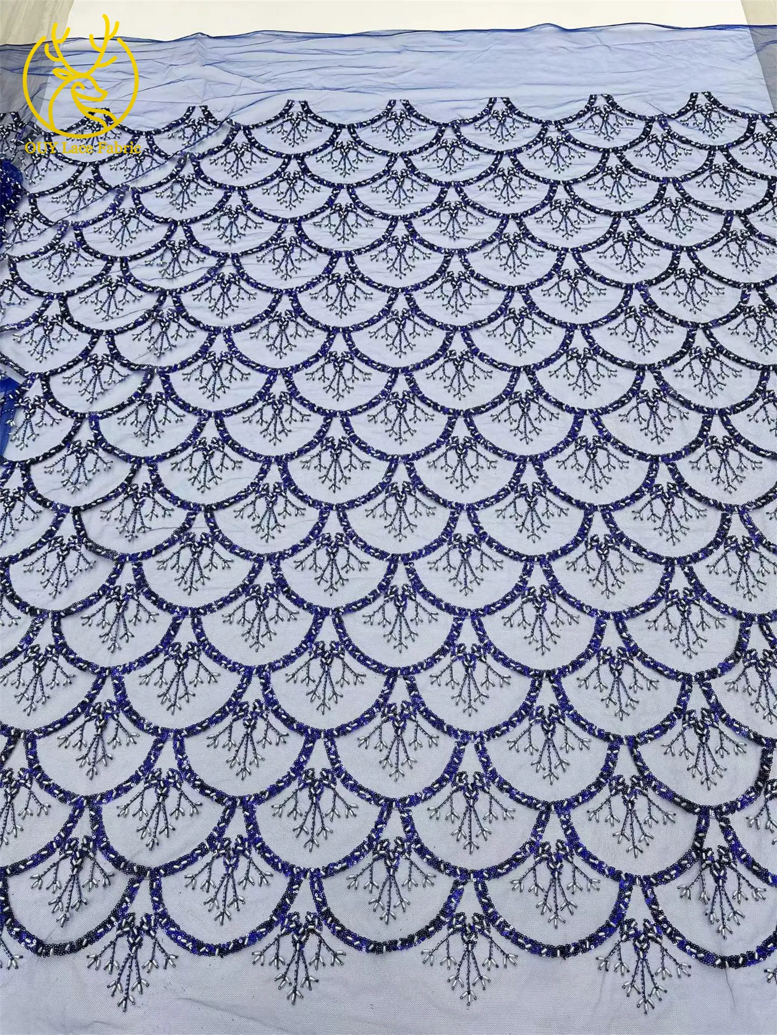 5 Yards französischer Pailletten-Spitzenstoff, afrikanischer Spitzenstoff, nigerianischer Tüll-Mesh-Spitzenstoff für Braut, Hochzeit, Heimdekoration – Detail 15