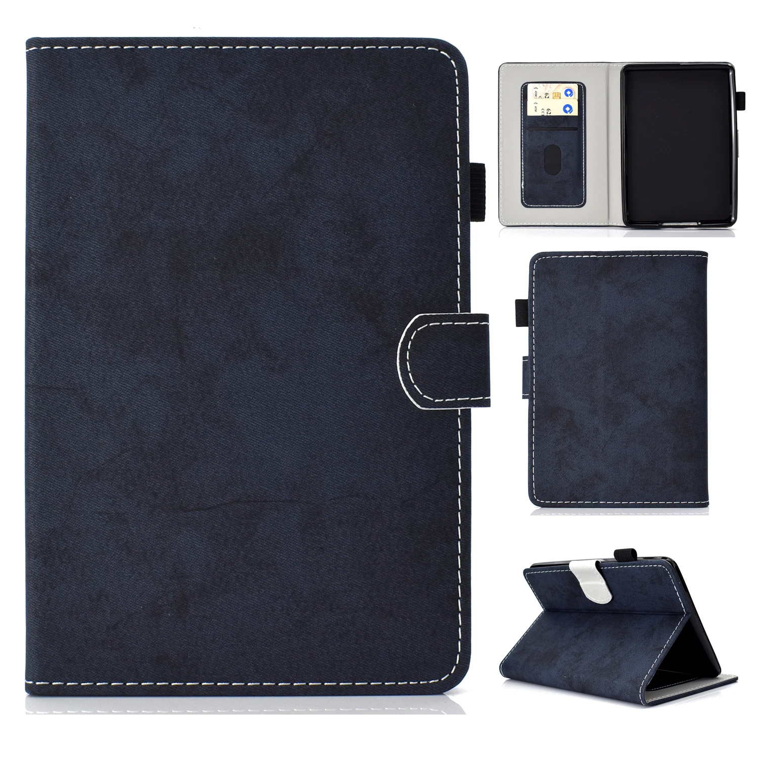 Vintage Denim Texture Case For Kindle Paperwhite 1 2 3 4 5 6 8th 10th 11th Gen 2022 2024 6 6.8 7 Card Slot Holder Flip Cover