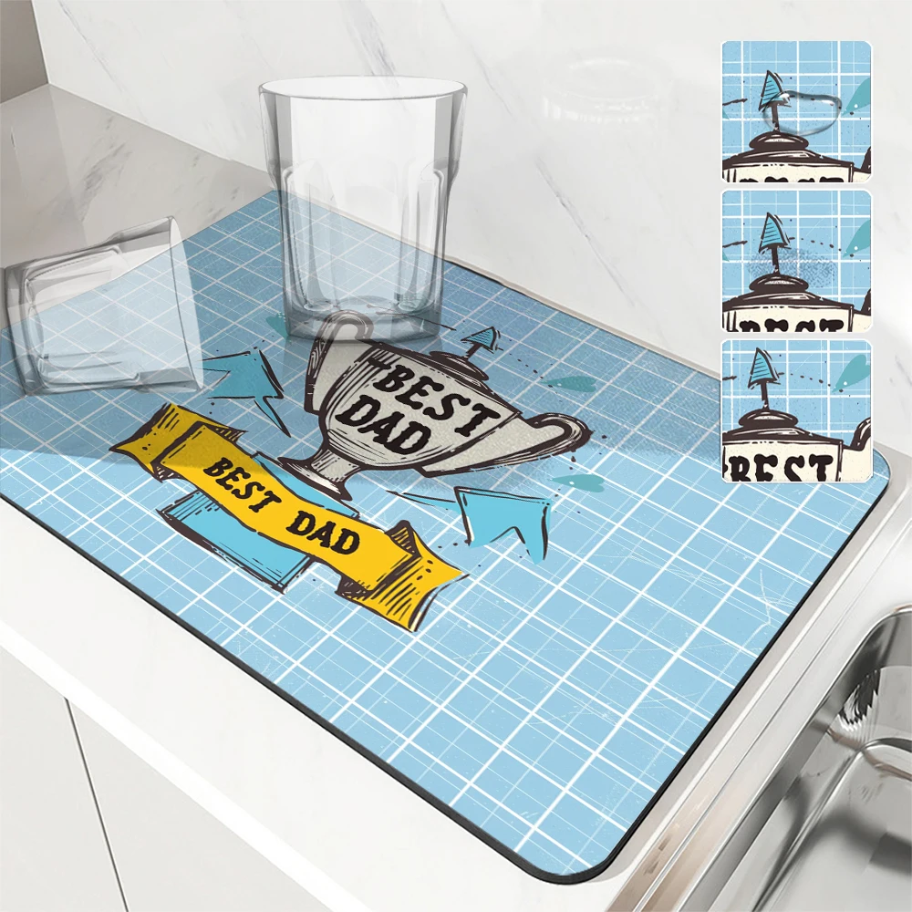 

Кухонный коврик для сушки, коврик для сушки на День отца, впитывающая салфетка, нескользящий коврик для сушки стаканчиков, аксессуары для украшения стола