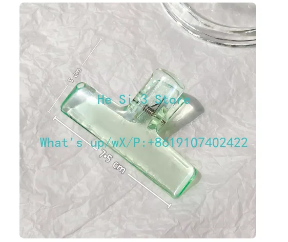 100Pcs 7.5 * 5cm transparent clip high-value stationery folder , Clear green