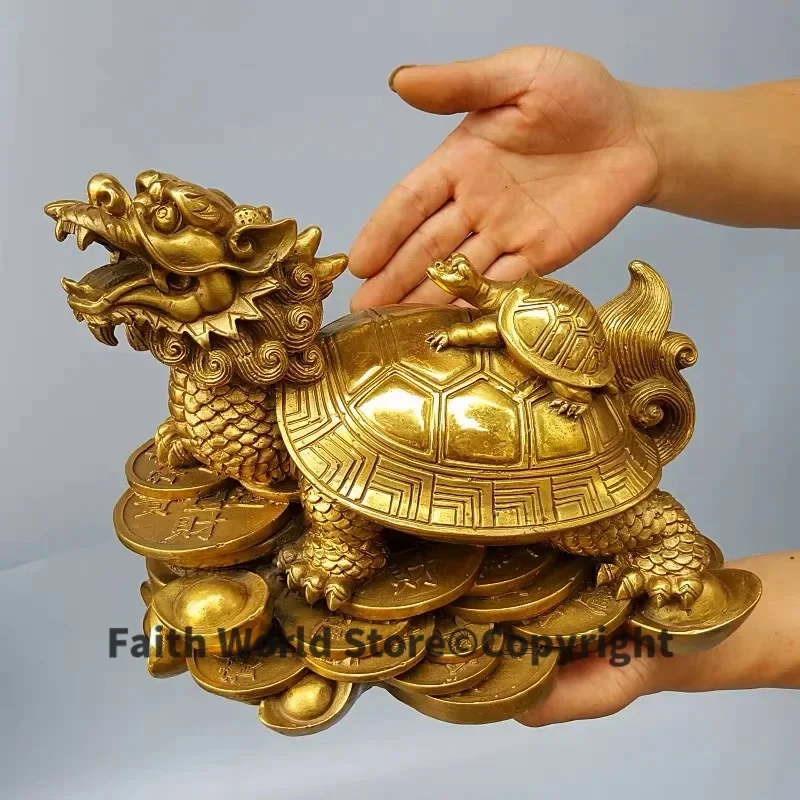 2025 HOME SHOP BOSS good luck ZHAO CAI COPPER dragon turtle decorative ornament Bring good luck Recruit wealth Business booming