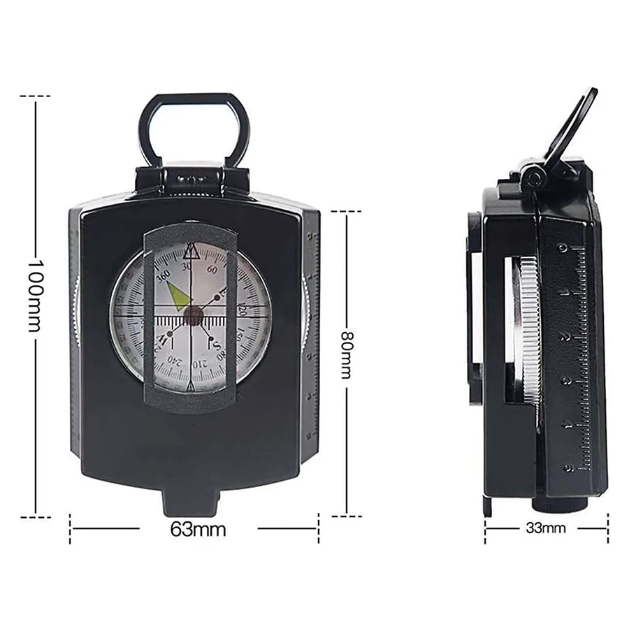 Kompas turystyczny - wodoodporny wojskowy taktyczny kompas przetrwania z wiszącą liną i torbą do badania map nawigacji do czytania