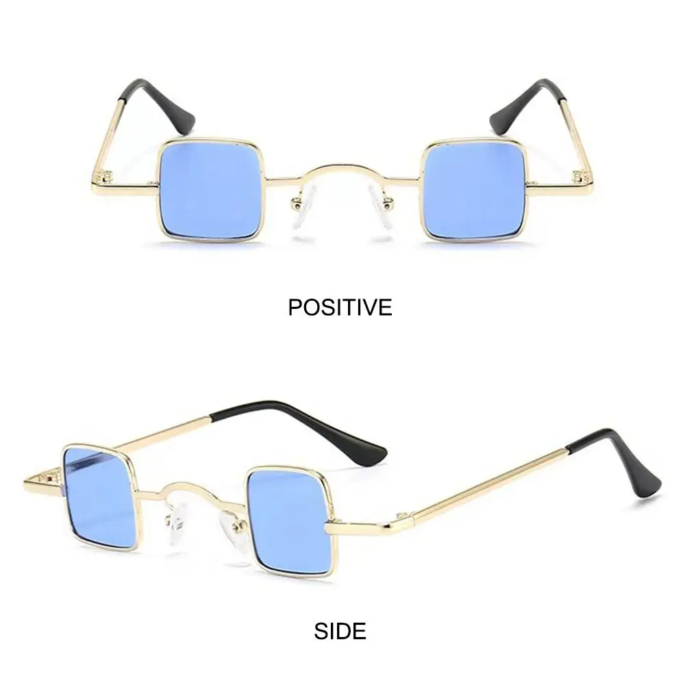 Candy Color Small Square Sunglasses Retro UV400 Metal Frame Punk Sun Glasses Hip Hop Shades for Women & Men