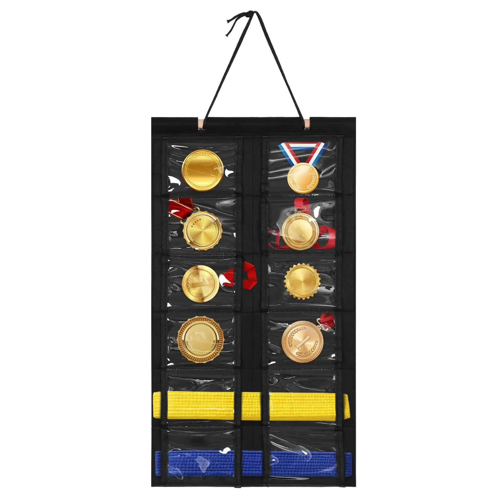 Martial Arts Belts Storage Organizer Hanging Medal Rack for Kids and Adults