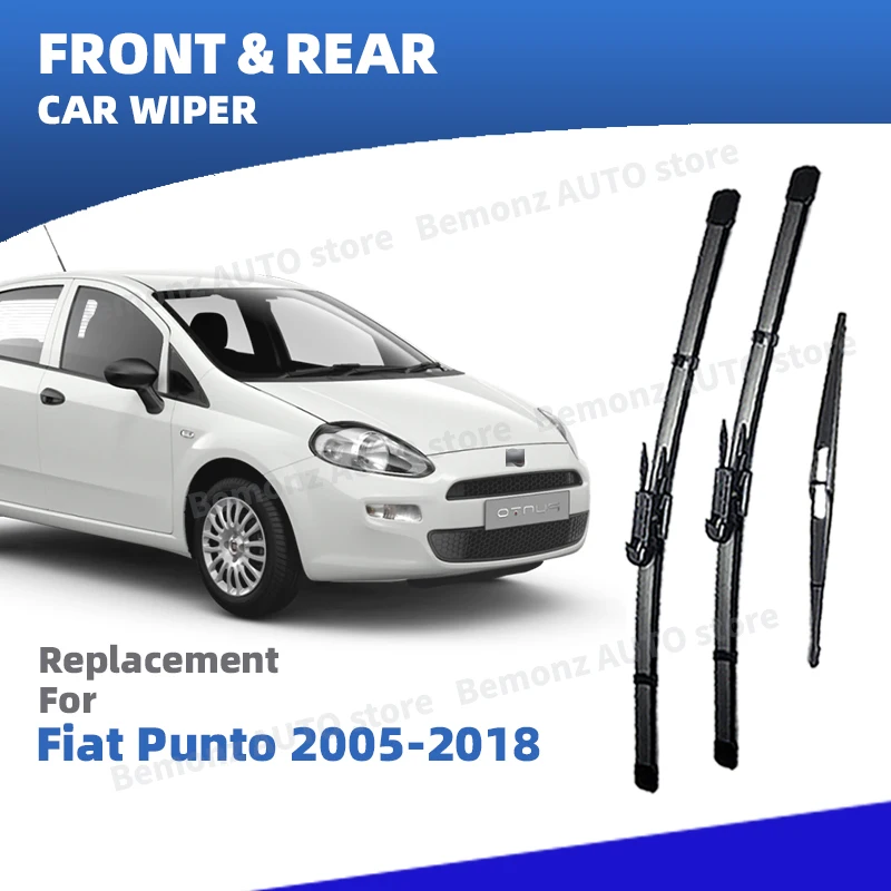 

LHD Front Rear Windshield Wiper Blades For Fiat Punto 199 2005-2018 Abarth Grande Punto Brushes Accessories 2007 2008 2009 2010