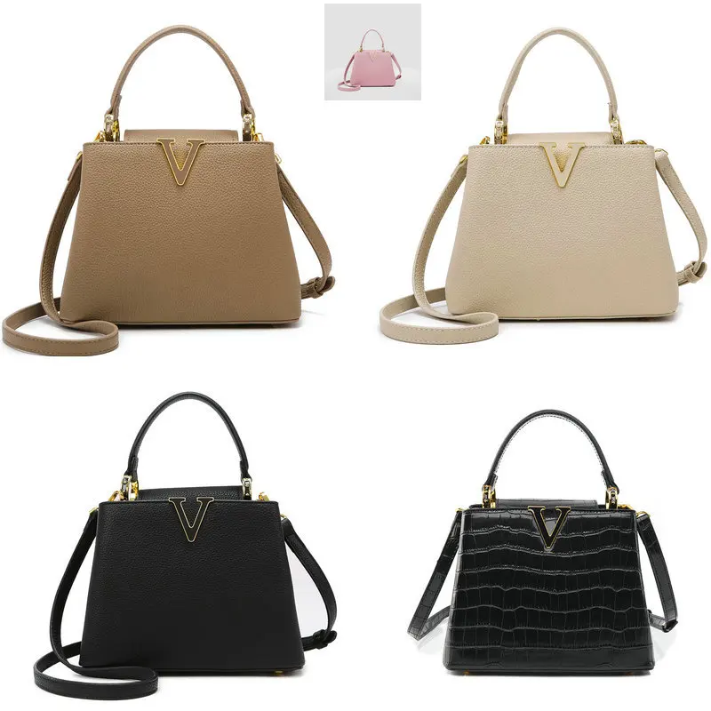 

Khaki Black White Pink Luxury Shoulder Bag 2025 Women's Fashion Handbag Designer Handbag Shoulder Bag Classic Women's Bucket Bag