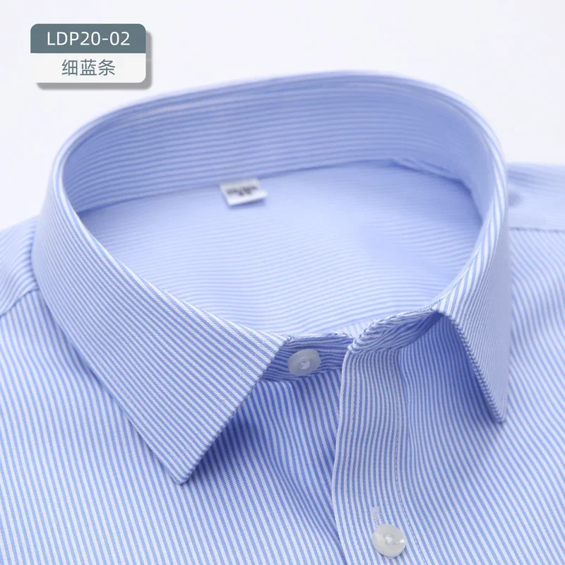Men's Monochromatic Cotton Dress Shirt, Men's Business Shirts, High Quality, White, Non-Ironing, Four Seasons
