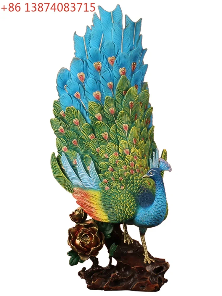 Rich and Noble near the Door All Copper Peacock Decoration Living Room