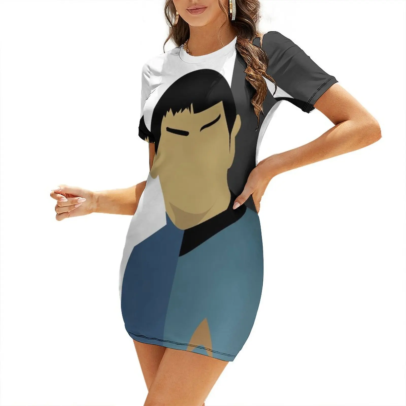 

Spock Torn Short-Sleeved Dress evening dress woman Female dress dresses korean style womens