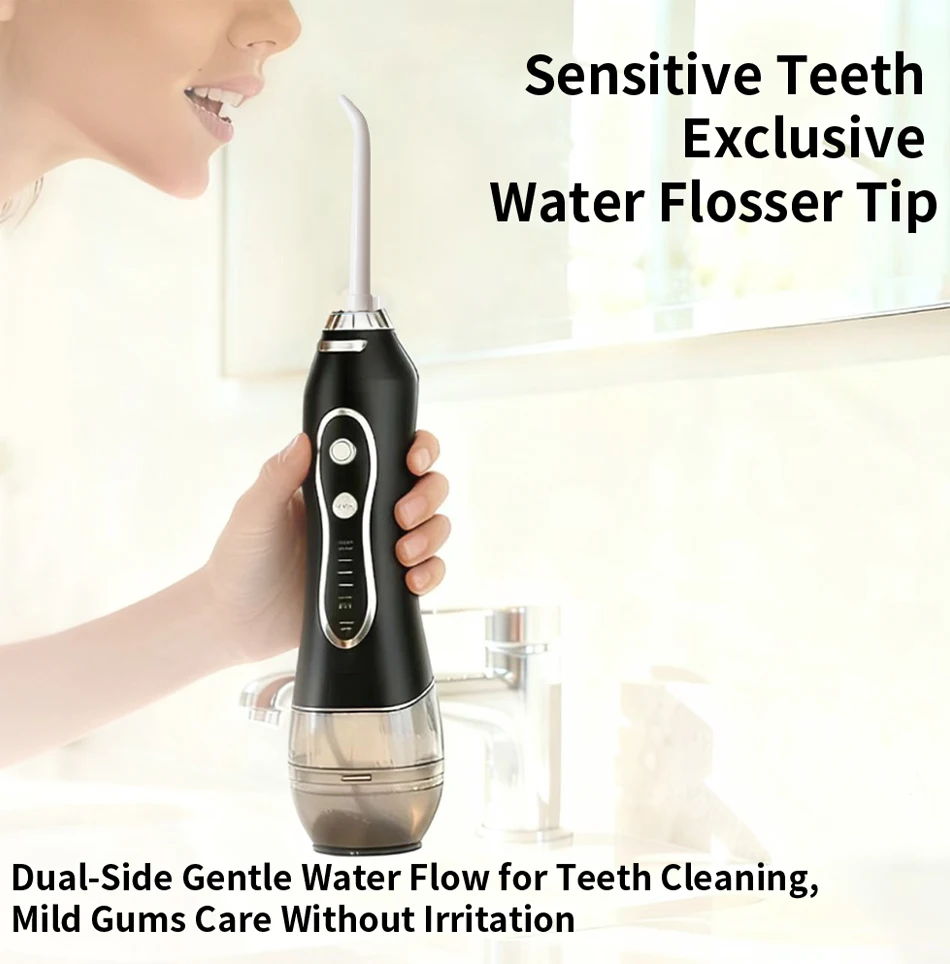 H2ofloss Wasserflosser Tragbarer Mundduscher 300ML 5 Modi Hochdruck USB Wiederaufladbar zur Zahnreinigung HF-6 – Detail 5