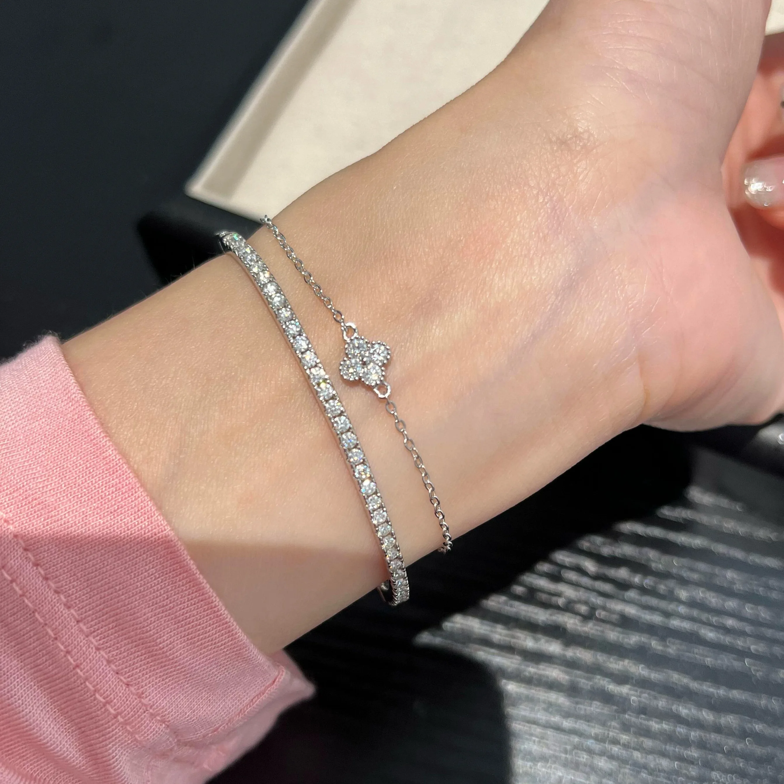 New Trend Hot Sale Famous Brand Top Quality European Luxury Jewelry Bracelets For Women Zircon Bangle Classic Pure 925 Sliver