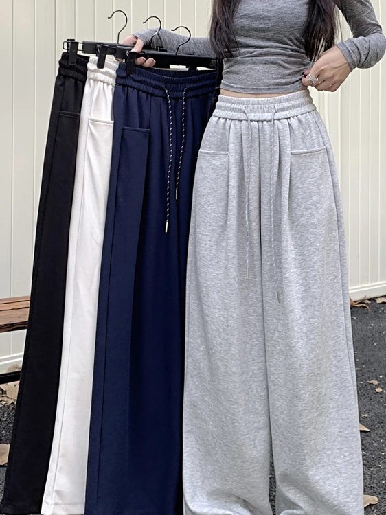 Bla Dstring losse luie sportbroek dames vroege herfst hoge taille wijde pijpen rechte casual broek broek