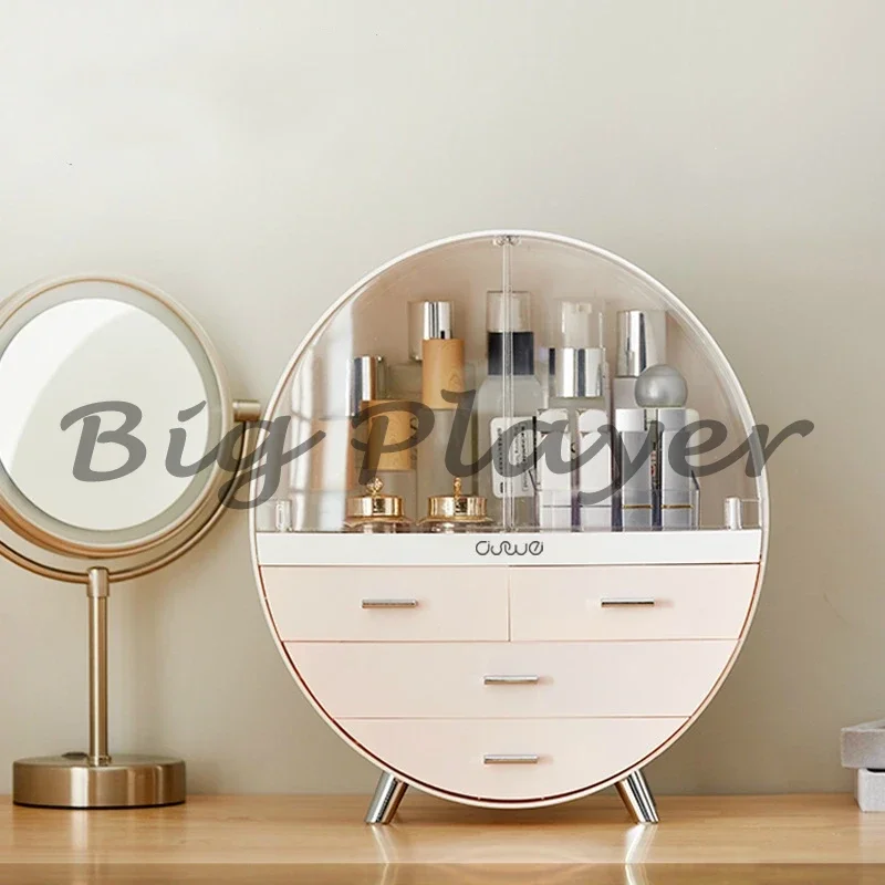 

Large Capacity Cosmetics Storage Box Drawer Type Double Door Design Desktop Dust-proof Racks Waterproof Storage Box
